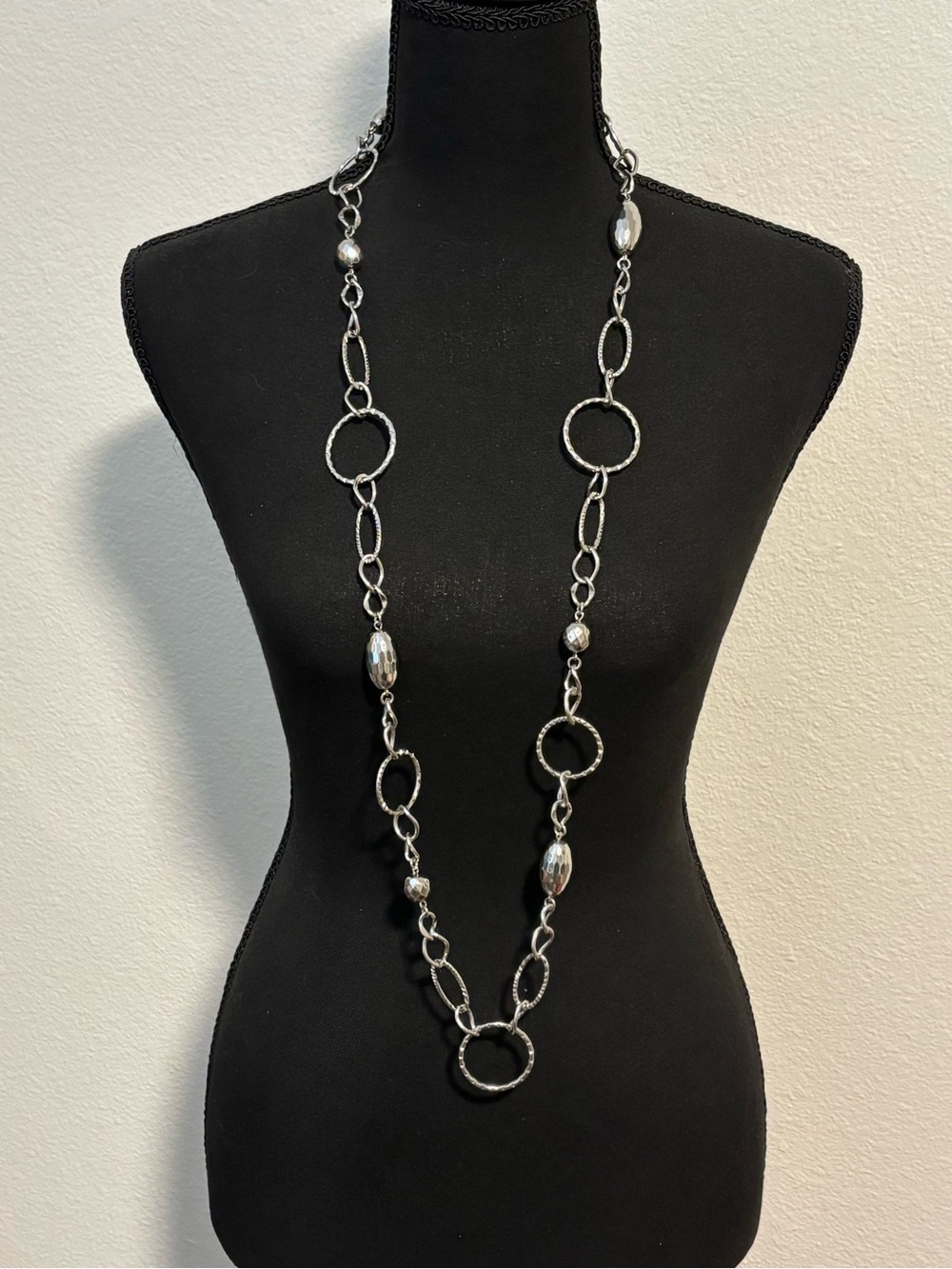Lia Sophia Long Silver-Tone Link Necklace 42”+3”